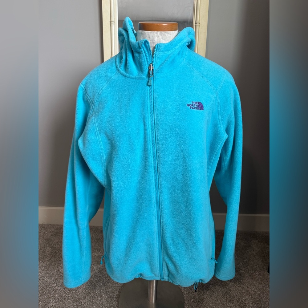 The North Face Women's Blue Fleece Zip Up Sweater size large EUC